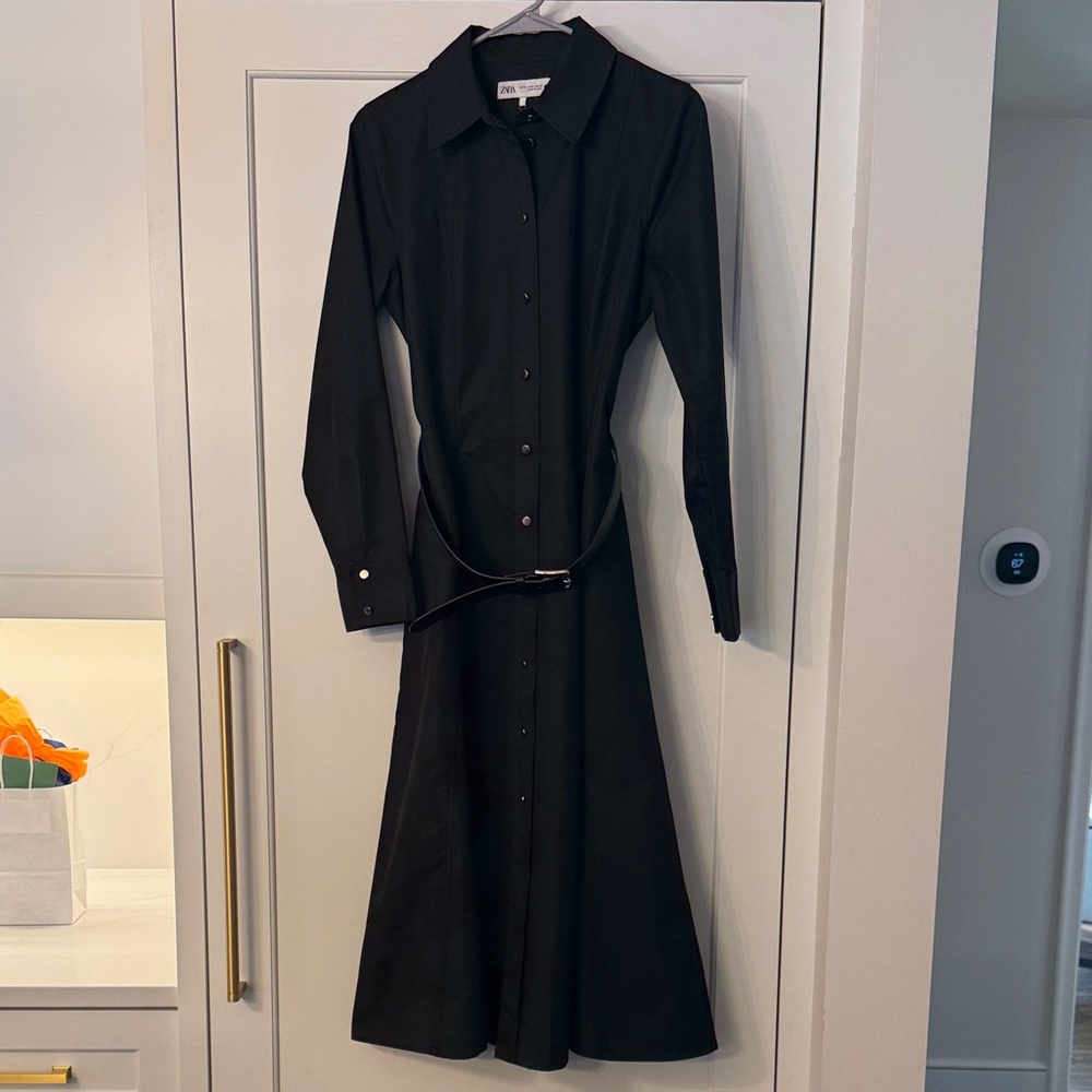 Zara Classic Black Long Sleeve Dress - M